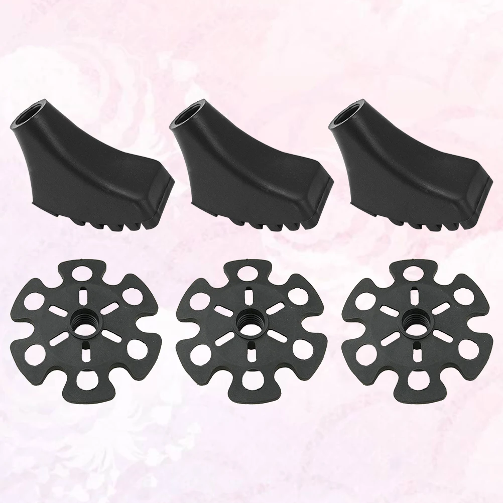 

3 Pcs Alpenstock Accessories Trekking Pole Tips Shoe Shape Antiskid Rubber Replaceable Hiking Walking Sticks