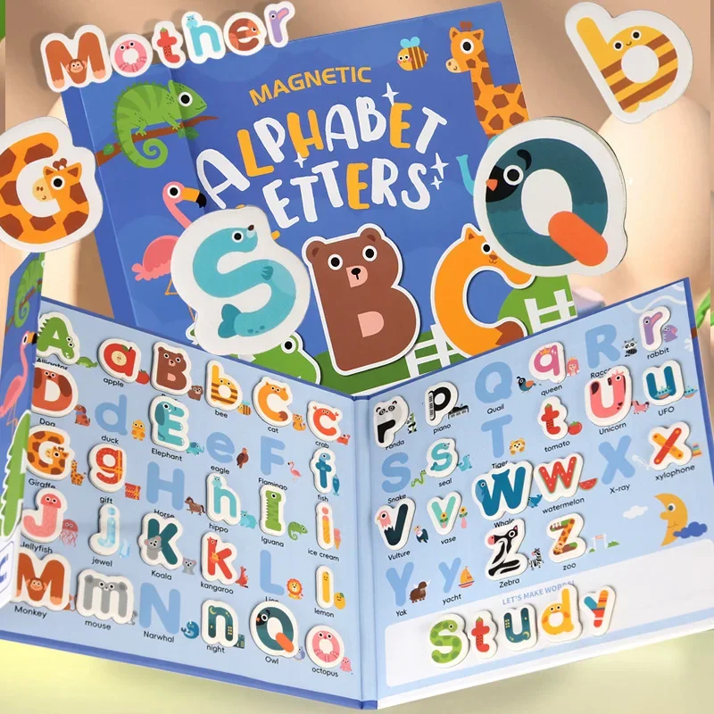 Jeu d'orthographe anglais magnétique en papier pour enfants, puzzle d'illumination, éducation précoce, jouets Montessori pratiques amusants