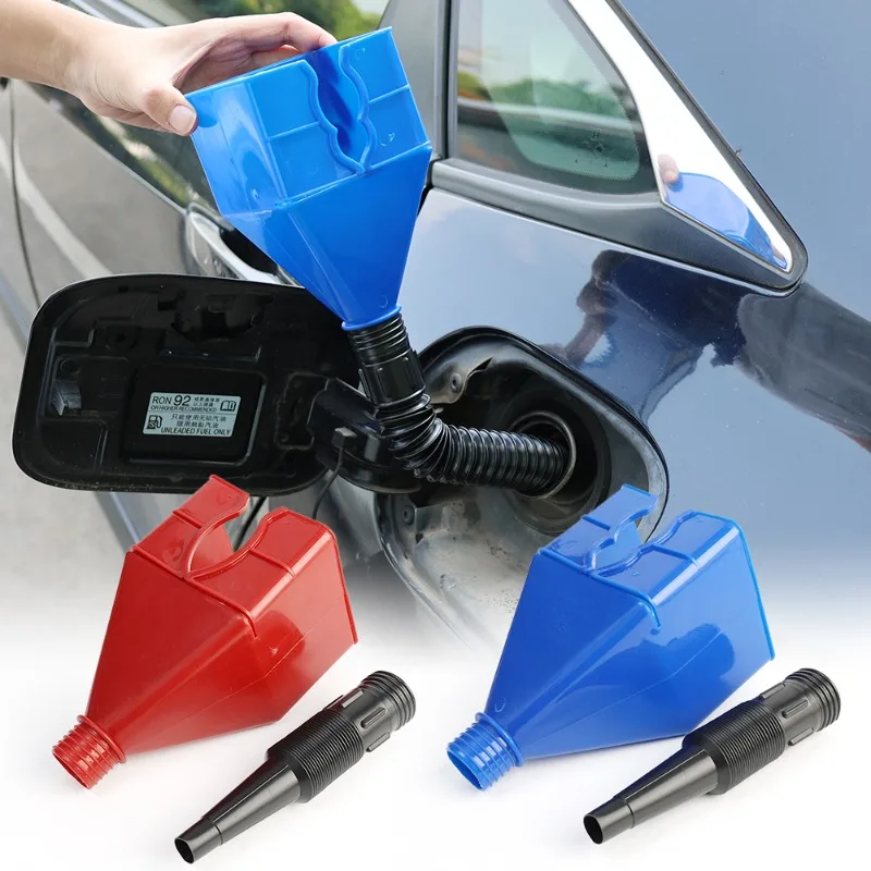 Car Plastic Refueling Funnel Portable Folding Telescopic Hose Handsfree Filling Motorcycle Gasoline Funnel Car Repair Tool