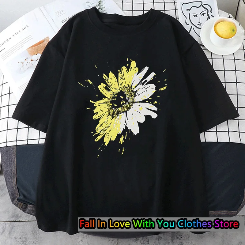 Sunflower Printed Tshirt For Women Men Luxury Brand Casual O-neck Short Sleeve Summer Fashion Cotton Tee Harajuku Streetwear Top