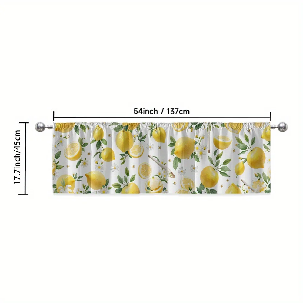 VIKAMA Valance Curtain Vintage Lemon Floral Light Filtering for Kitchen Living Room Bedroom Cafe