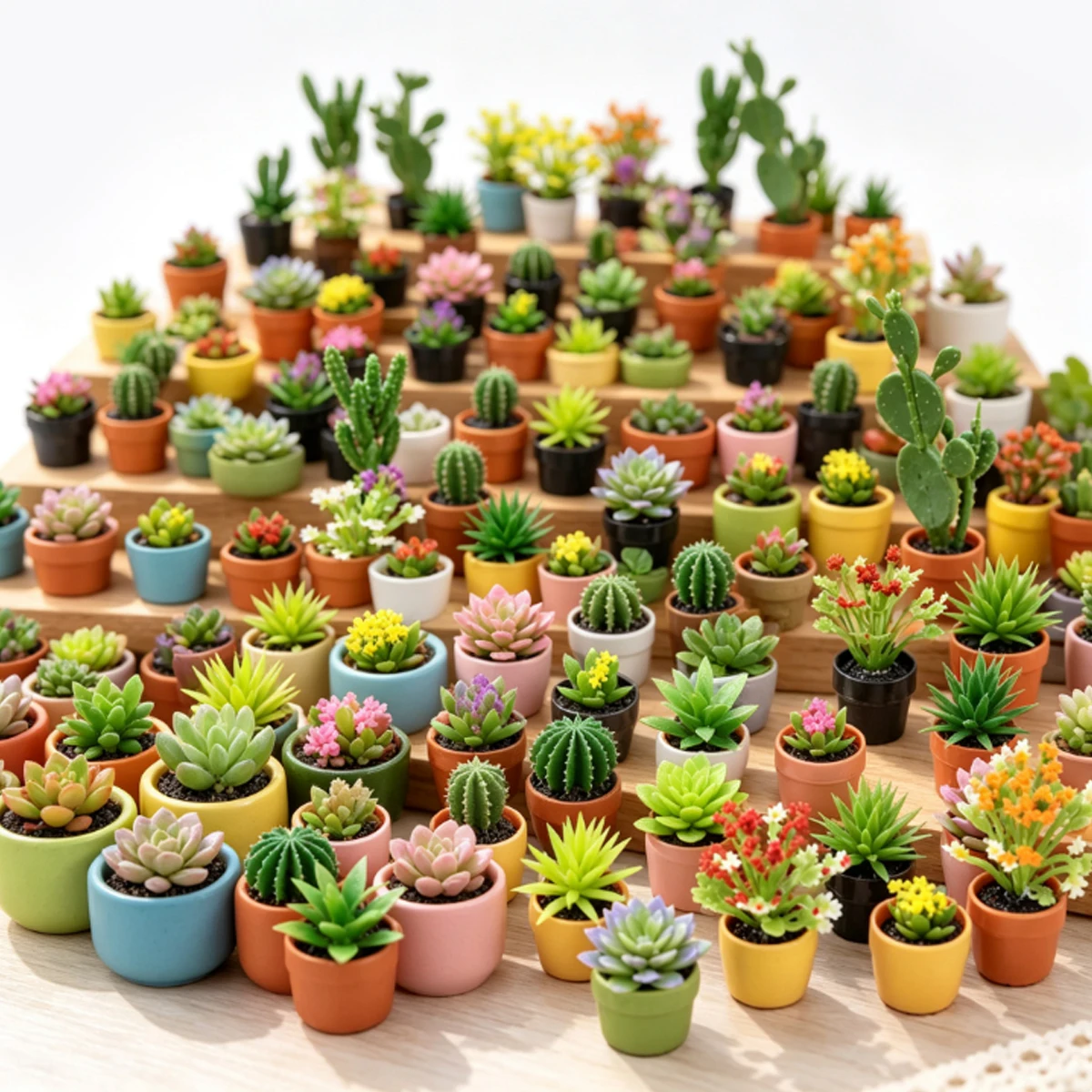8Pcs Random Style Tiny Potted Plant Ornaments, Fine Craft Supplies For Diorama Scenery And Handmade Model Layout ZSY