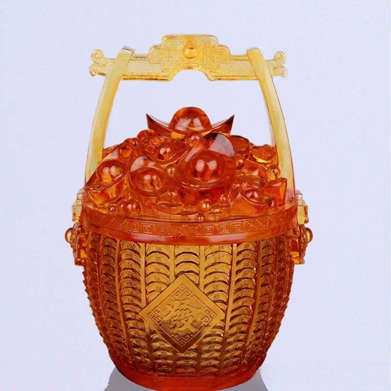 

Glazed bucket of gold ornaments, glazed handicrafts cornucopia home furnishings decorative ornaments
