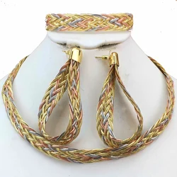 Fashion Colorful Women Jewelry Set Gold-Plated Necklace Earrings Bracelet Sets Girls Birthday Gifts FHK18062