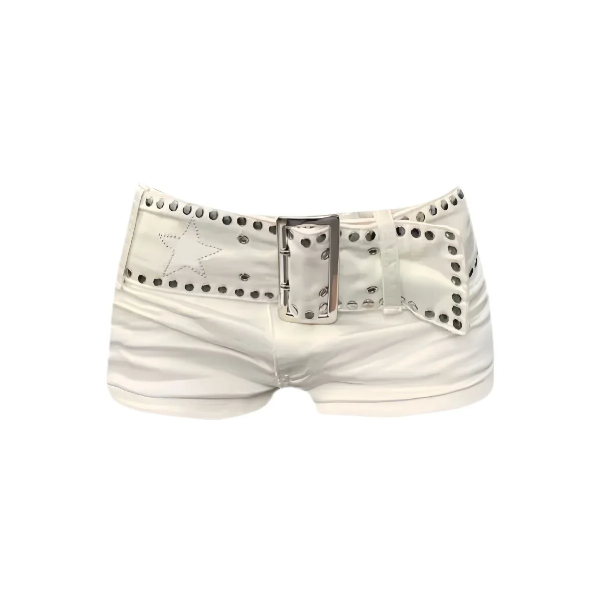 

Sexy Riveted Denim Shorts Women's Summer Strap Chain Hot Pants Y2k White Shorts