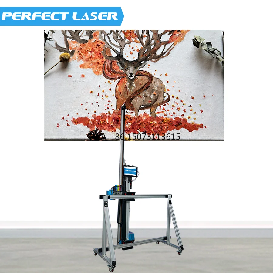 Imagen Mural perfecta de la industria de publicidad láser, impresora de imágenes de inyección de tinta de suelo 3D 5D, máquina de impresión para pared de cemento de masilla blanca