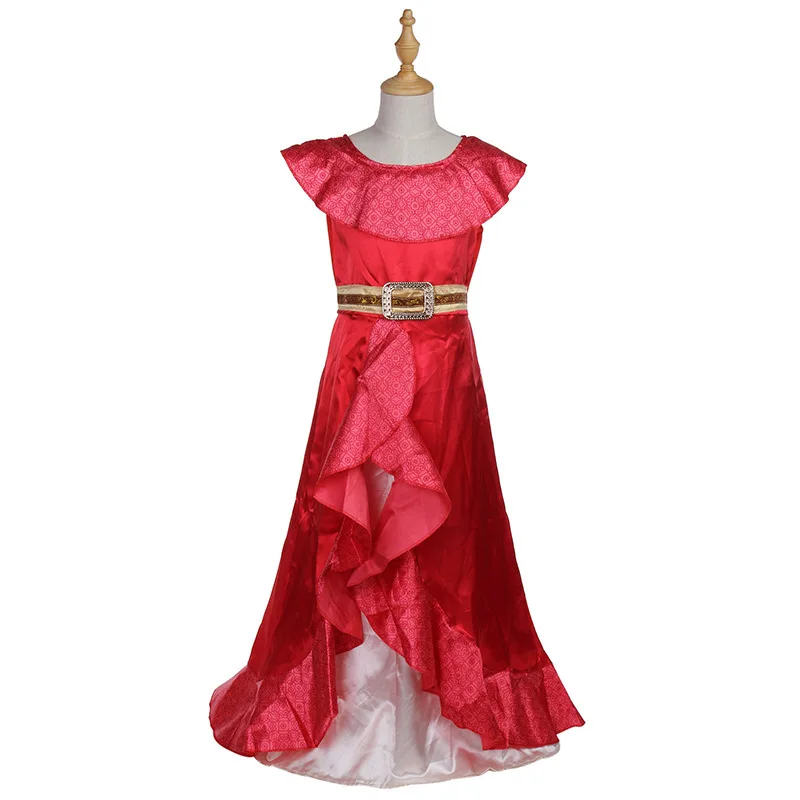 Hot Sale Cartoon Character Princess Cosplay Elena Red Dress Costume with Accessories Halloween Girl Castle Carnival Party