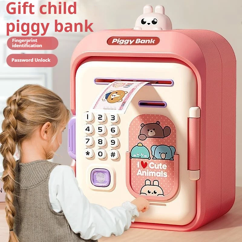 Electronic Piggy Bank Children'S Cash Box Password Safe Smart Fingerprint Piggy Bank Automatic Banking Children'S Gift Money Box