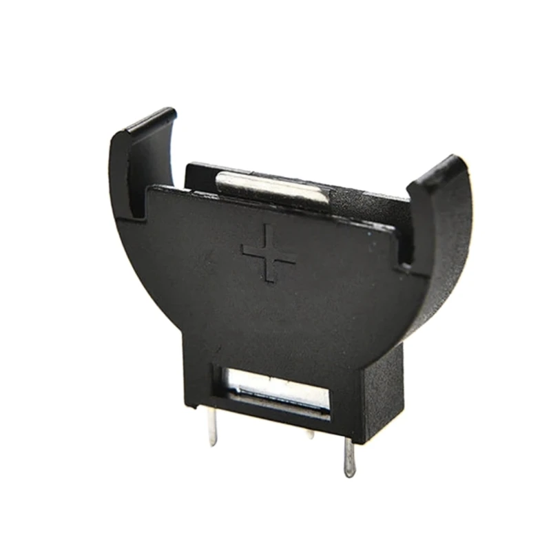 10 Uds. plástico negro CR2032 2032 3V, soporte enchufe batería moneda celda semicircular para cajas batería, 3