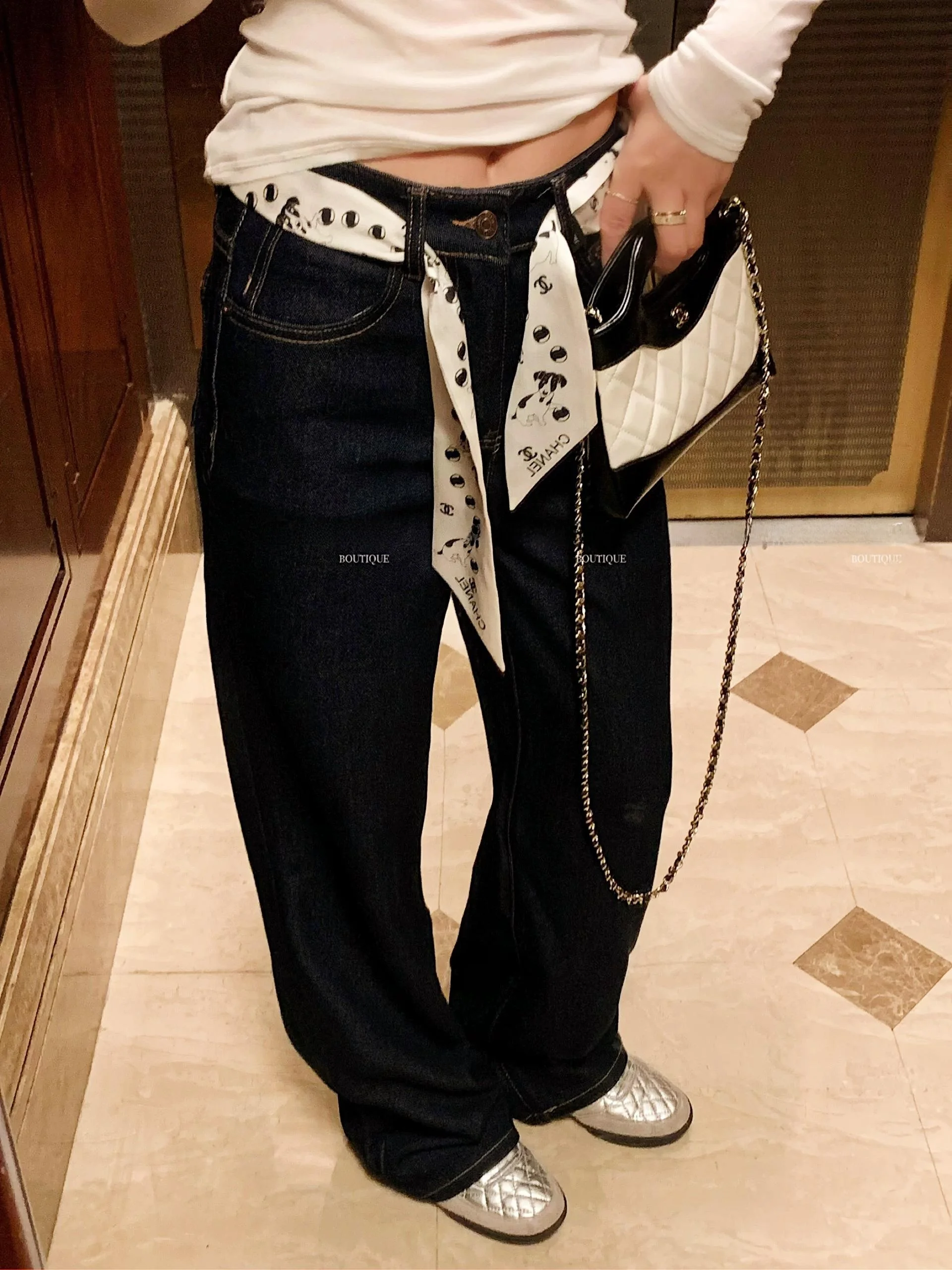 

Винтажные прямые джинсы с контрастной цветной строчкой и талией, хлопковые джинсовые повседневные джинсы с высокой талией, всесезонные женские...