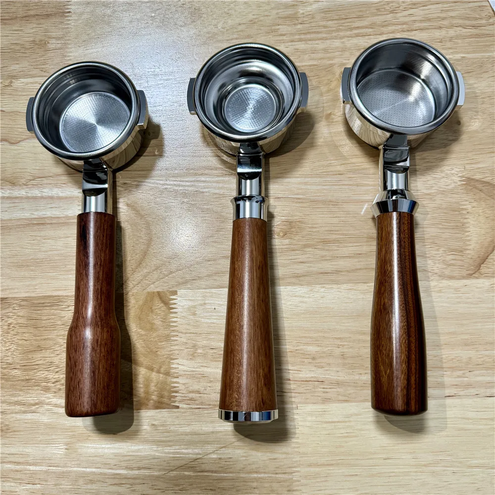 58MM Bottomless Portafilter For Breville BES900/920/980 Solid Wood Handle With 8g/18g/22g Cup Basket Naked Coffee Handle