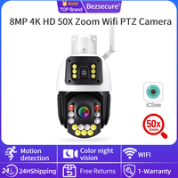 8MP 4K HD 50X Zoom Wifi PTZ Camera Outdoor Dual Lens Dual Screen AI Auto Tracking Color Night Vision IP Security Camera iCSee