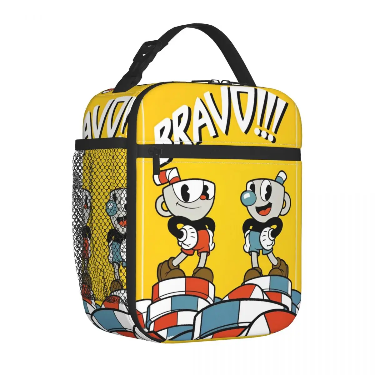 

Cuphead And Mugman Insulated Lunch Bags Thermal Bag Meal Container Shooting Game Cuphead Leakproof Lunch Box Tote for Men Women