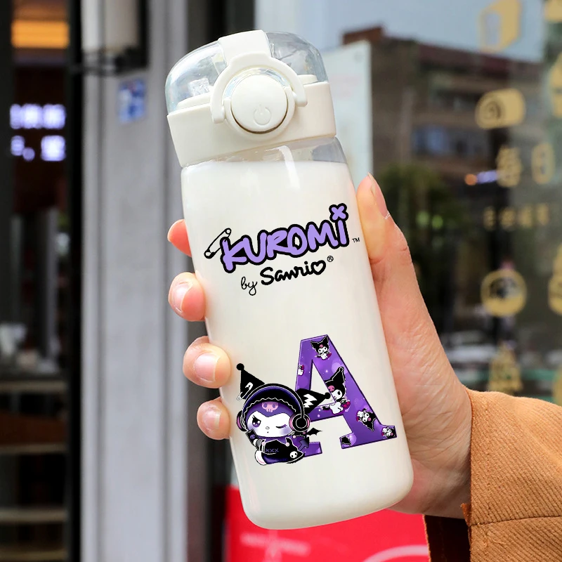

400ML Sanrio Kuromi female Water Cup Cute Straw Cup woman Outdoor Sport Leak Proof Plastic Drinking Bottle Kawaii Water Bottle