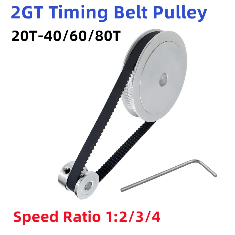 GT2 مؤقت اشتعال بكرة 20 الأسنان 2GT 40T 60T 80 تتحمل الأسنان 5/8 مللي متر Reduction1:2:3:4 عرض الحزام 6 مللي متر عجلات متزامنة للطابعة ثلاثية الأبعاد