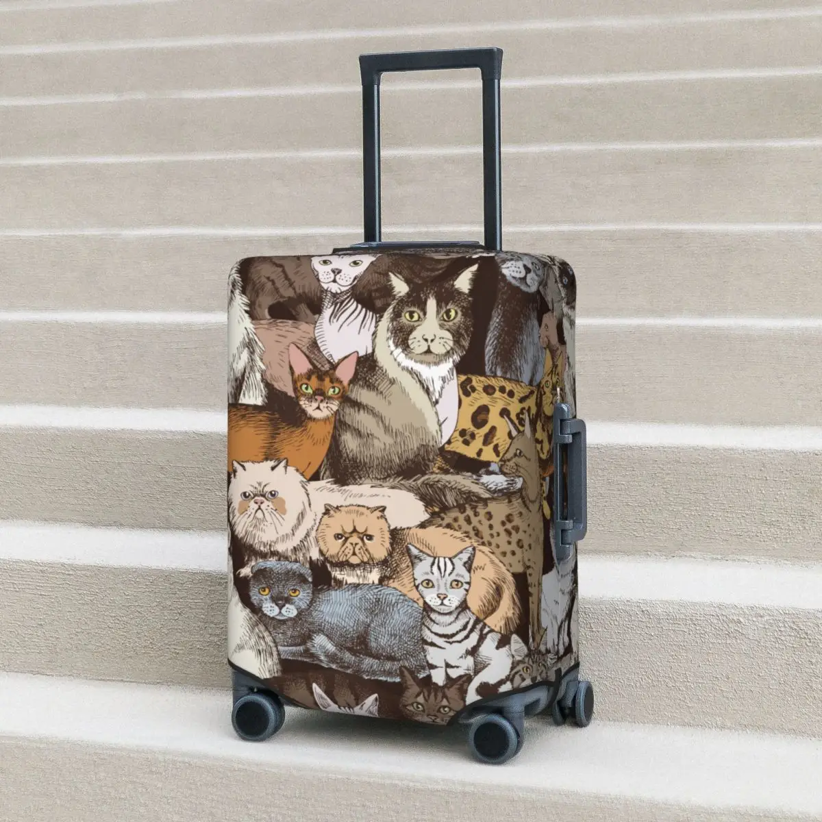 Animal Cats Suitcase Cover Fashion Graffiti Travel Protection Flight Fun Luggage Case