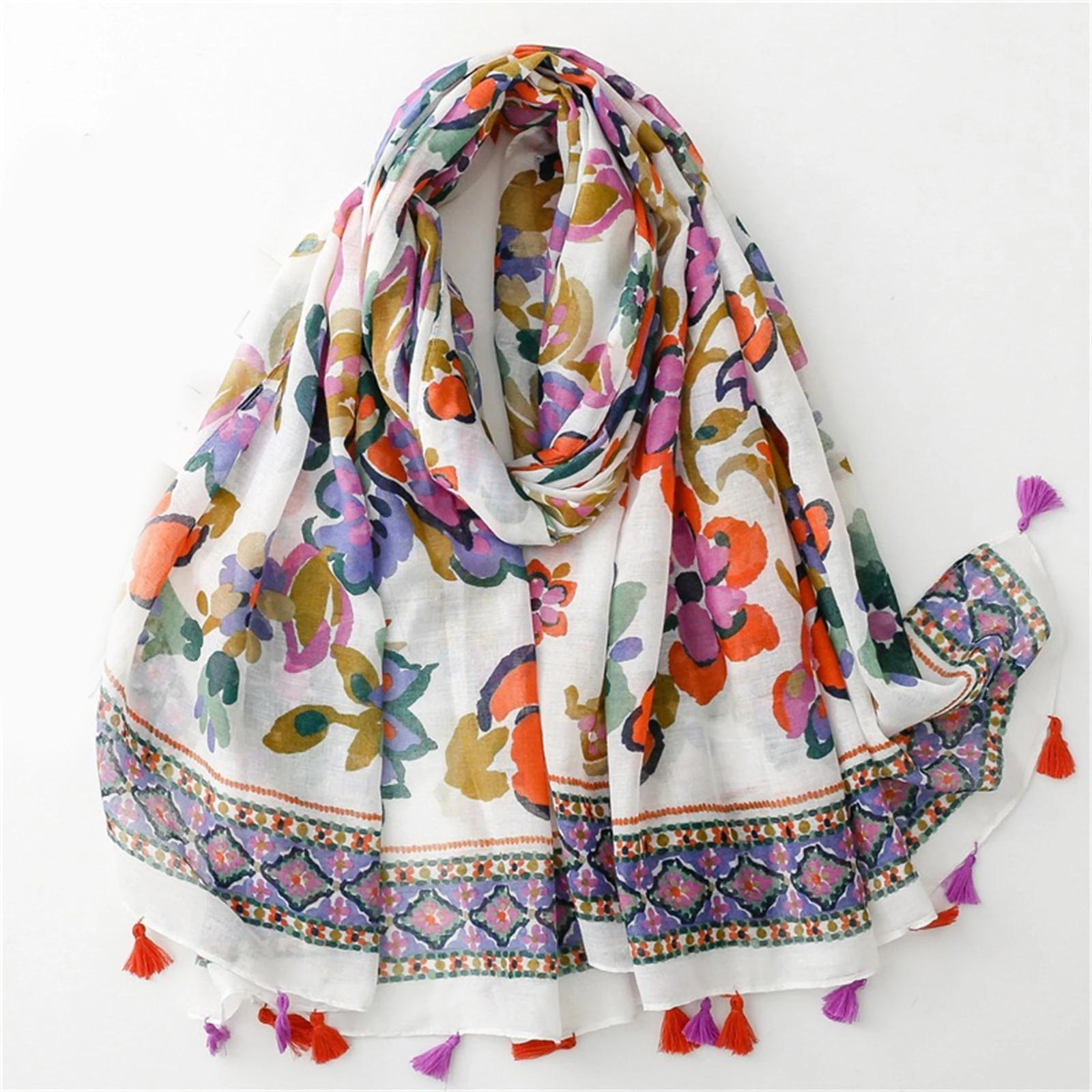 New Style Windproof Tassels Shawls 180 * 85cm Muslim Headscarf, Fashion Print Warm Beach Towel, The Four Seasons Female Bandanna