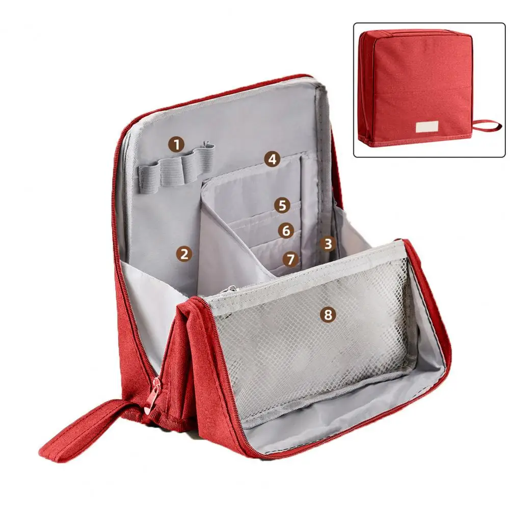 Makeup Bag with Multiple Compartments Oxford Cloth Cosmetic Case Oxford Cloth Standing Makeup Bag with Compartments for Brushes