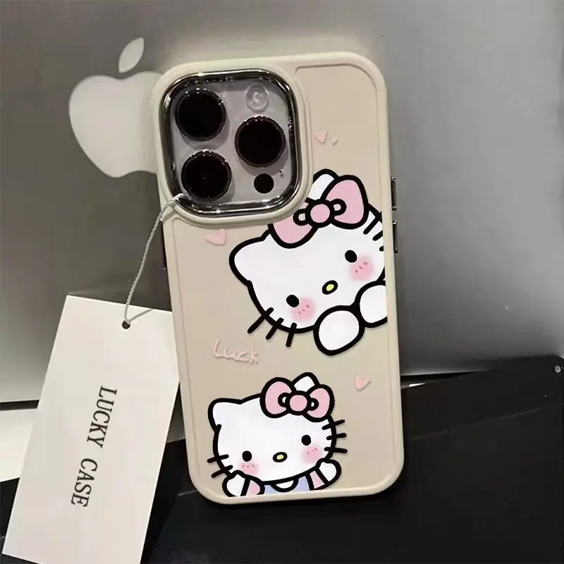 Sanrio Lovely Hello Kitty Phone Case For iphone 16 15 14 13 PROMAX 11 12 13 XR 7 8 PLUS SE20 Domineering KT Cat Anti Drop Y2k