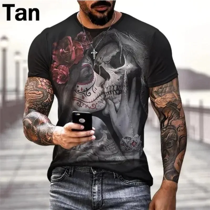 Fashion Unisex Clothing Mexican Catrina Skull 3D Print T Shirt Casual Oversized T-shirt Hip-hop Harajuku Street Short-sleeved