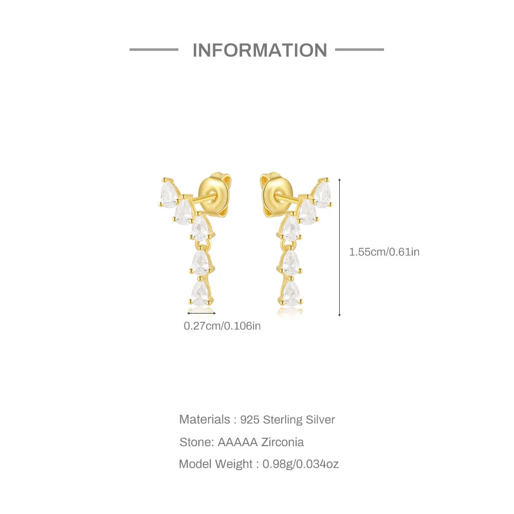 CANNER 925 Silver Multi-Layered Marquise Stitching C-Shaped Zircon Stud Earrings For Women 18K Gold Simplicity Ins Jewelry Gifts