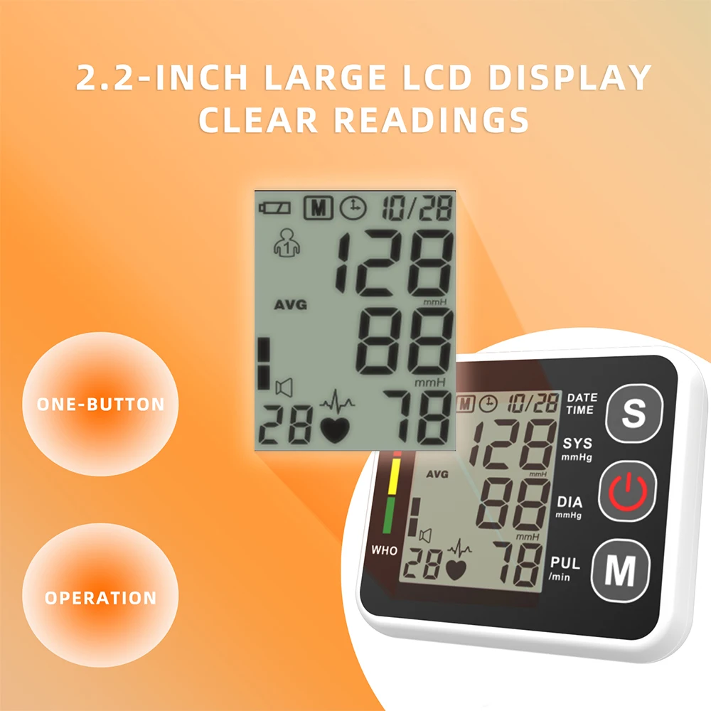 Medical Russian Wrist Digital Blood Pressure Monitor Automatic Arm Sphygmoman Tonometer Cuff Tensiometer Heart Rate Pulse Meter