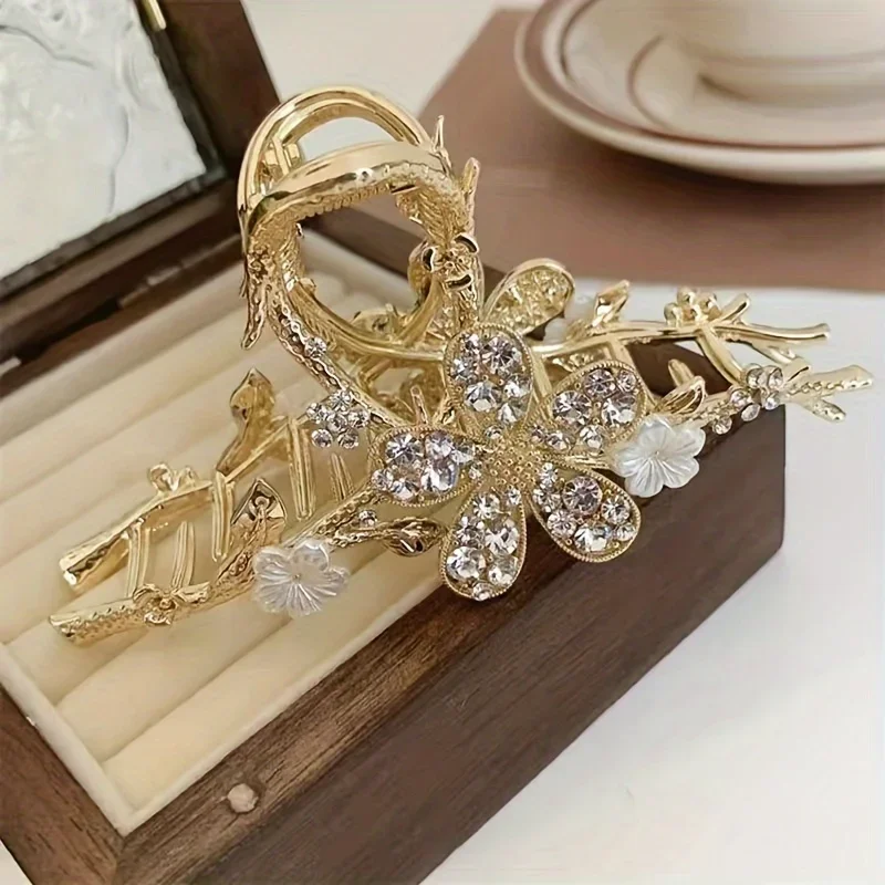 Zweige Strass Blumen große Haltegriff zarte Haars pange neue High-End-Luxus Rückseite des Kopfes gewickelte Haar Kopfschmuck – Detail 5
