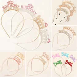 Strass fascia buon compleanno corona per ragazza cerchio per capelli sposa fascia per capelli festa nuziale accessori per capelli damigella d'onore donna diadema