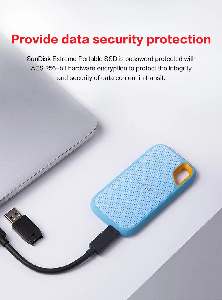 SanDisk Extreme Portable SSD E61 USB 3.2 Gen2 Solid-State-Laufwerk Bis zu 1050MB/s 500GB 1TB 2TB 4TB Externe SSD IP65 Für PC Mac – Detail 4