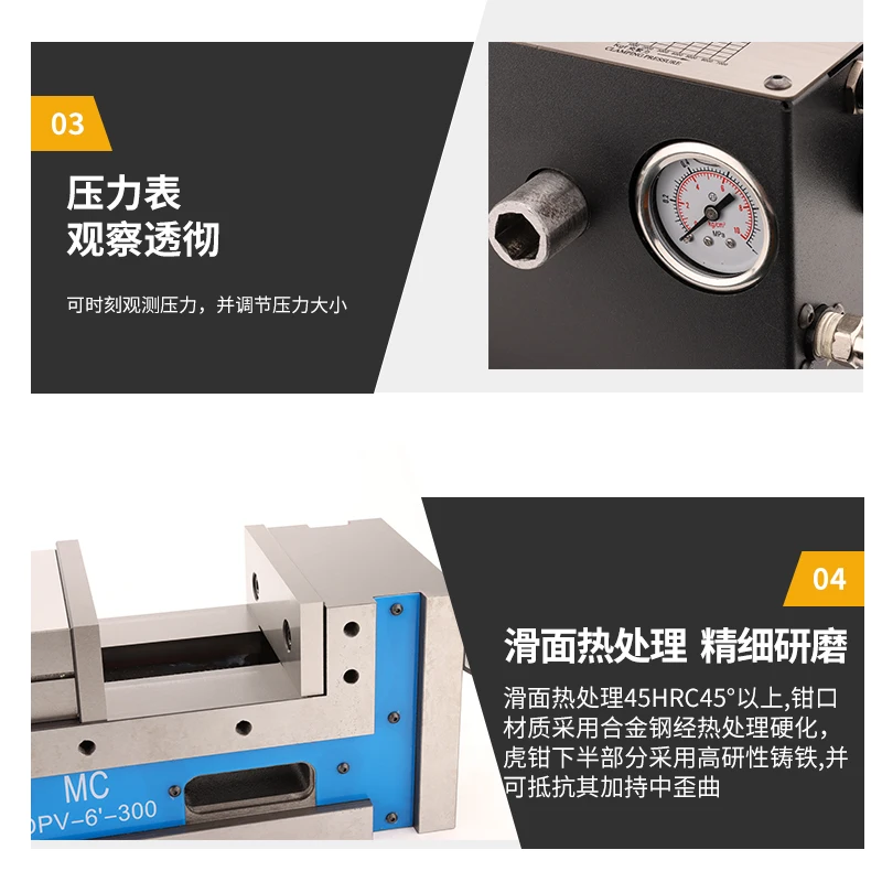 MC الهوائية الهيدروليكية نائب الهيدروليكية الدقة كماشة الفم المسطحة مركز التصنيع باستخدام الحاسب الآلي 5/6 بوصة نائب مقعد مزدوج القوة