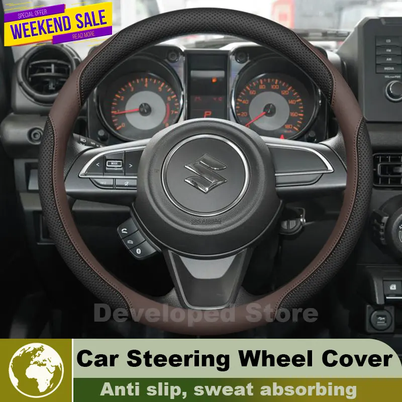 Leather Car Steering Wheel Cover For Suzuki Jimny JB64 JB74 Nomade JC74 2019-2026 Auto Interior Suzuki jimny Accessories 2026