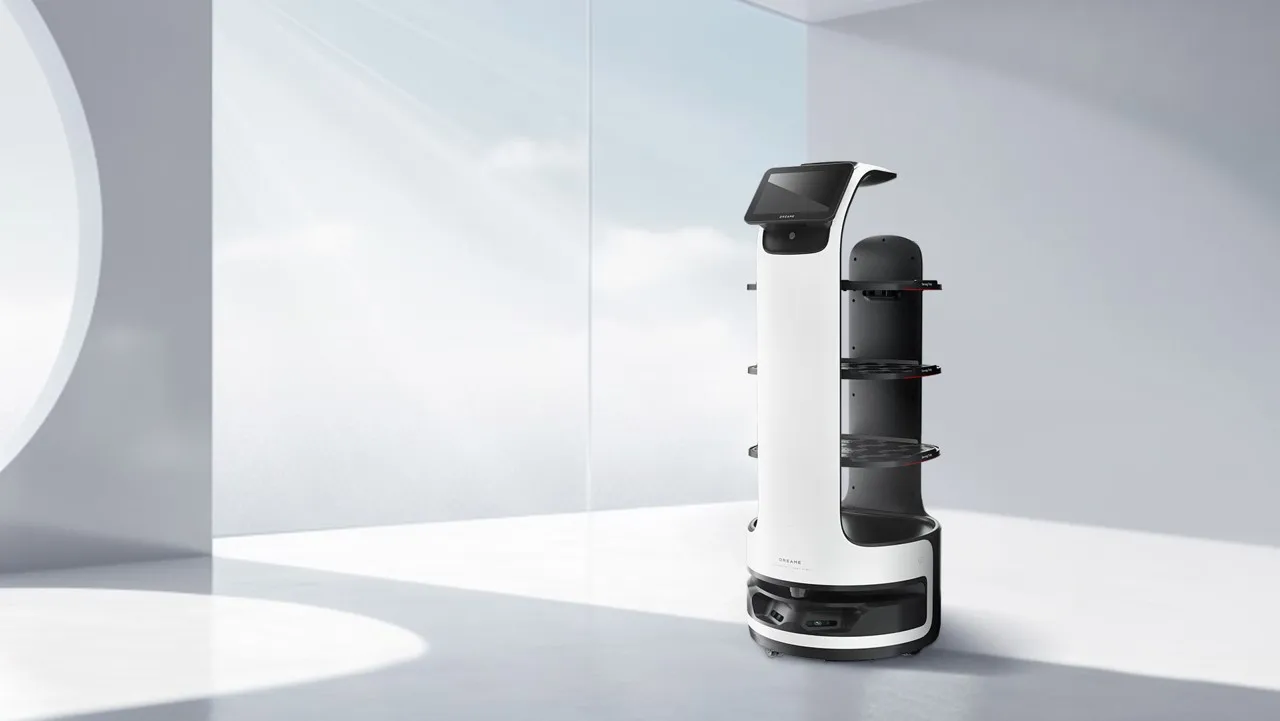 Intelligent Robot Restaurant Hotel restaurant automatic serving waiter pass dishes to greet guests without track