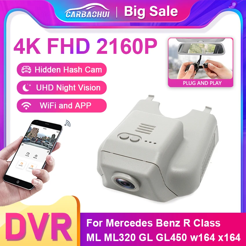 

4K 2160P Car DVR Dash Cam Camera Parking record Video Recorder For Mercedes Benz R Class ML ML320 GL GL450 w164 x164,HD DashCam