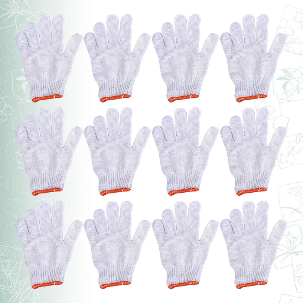 12pcs Labour Protection Gloves Wearproof Cotton Yarn Construction Site Mechanician Protective Gloves for Man Woman (600 Grams of