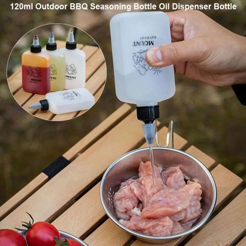 Botella de aceite para exteriores de 120ml, botella de vinagre portátil a prueba de fugas, botella de condimento sellada para acampar, 2 uds.