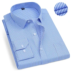 Camicia scozzese a righe Camicia da lavoro formale sociale maschile Camicia casual a maniche lunghe in puro colore Camicia da uomo bianca slim fit da lavoro