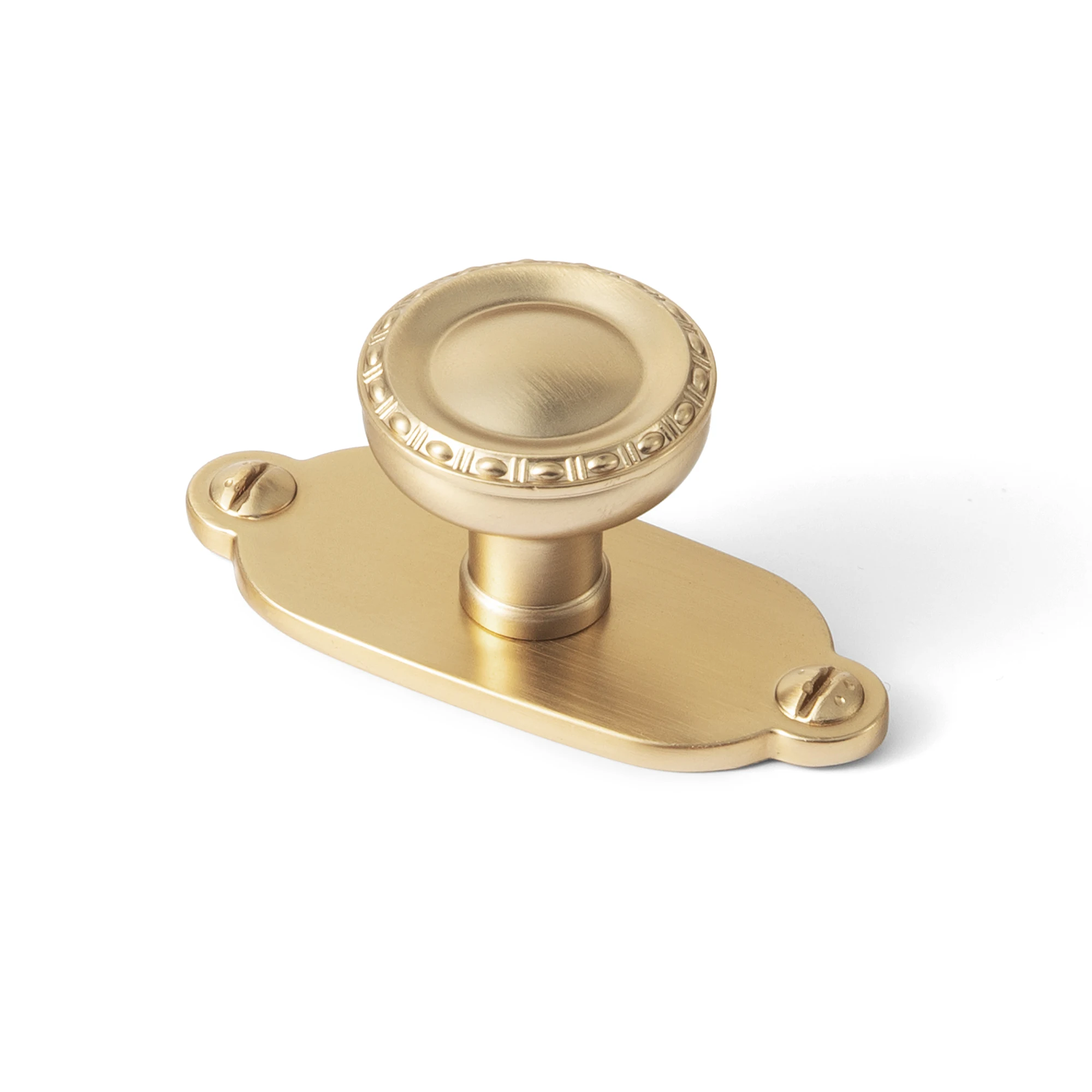 Goo-Ki Cabinet Knobs with Oval Beaded Backplate, 6 Pack, Antique Brass Solid Zinc Alloy Construction, vintage Knob with Oval Backplate, Includes Mounting Screws for Kitchen Cabinets & Drawers