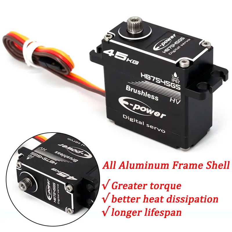 E-POWERRC 45 كجم مؤازرة بدون فرش 180 270 حافظة ألومنيوم مقاومة للماء ترس معدني رقمي HV Coreless لعبة قطع غيار السيارات الزاحفة RC 1/8