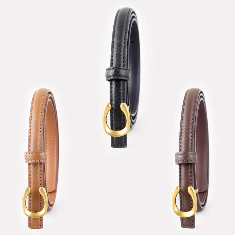 15mm Women Casual Exquisite Split Leather Belt with jeans dresses