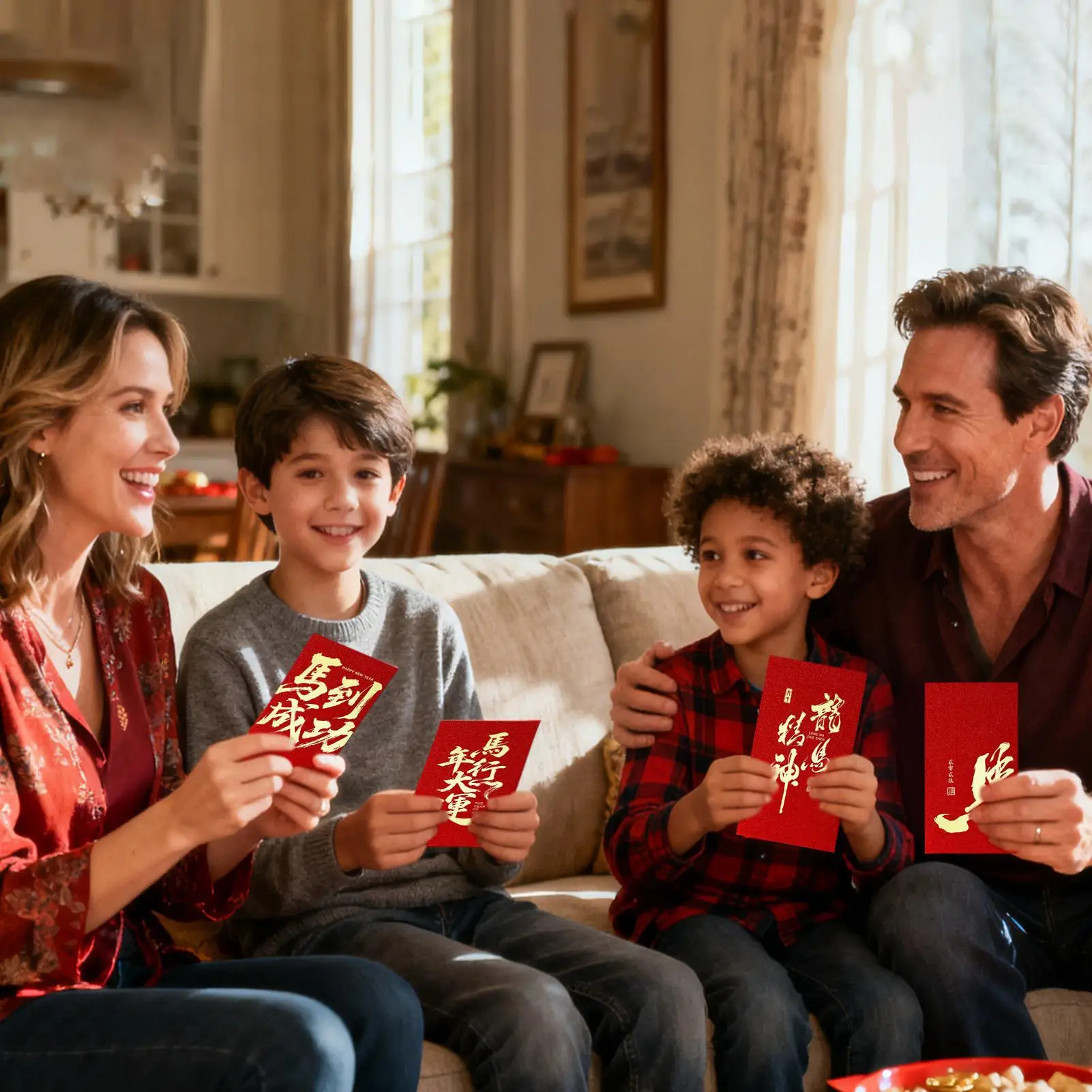 مظاريف النقود الحمراء 6 قطع حزمة عملات معدنية على شكل حصان 2026 نمط سحابة ميمونة مغلفات حمراء للعام القمري الجديد للأولاد والبنات #2