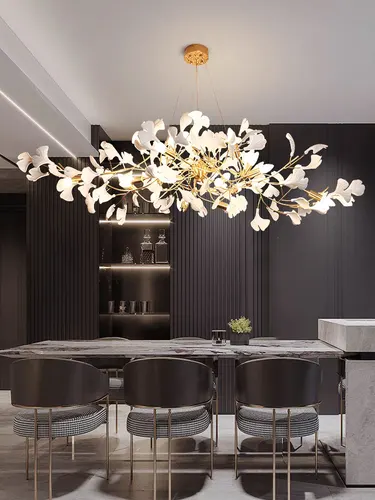 Los candelabros LED de cerámica nórdica se pueden utilizar para salas de estar, comedor, lámpara moderna de hojas de Ginkgo y luces decorativas para habitaciones