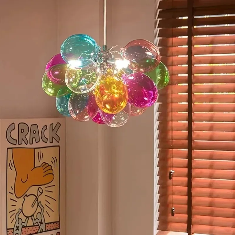 Dopamine Colored Glass Balloon Bubbles for Kids Room Creative Personalized Art Living Room Bedroom Dining Room Lamp