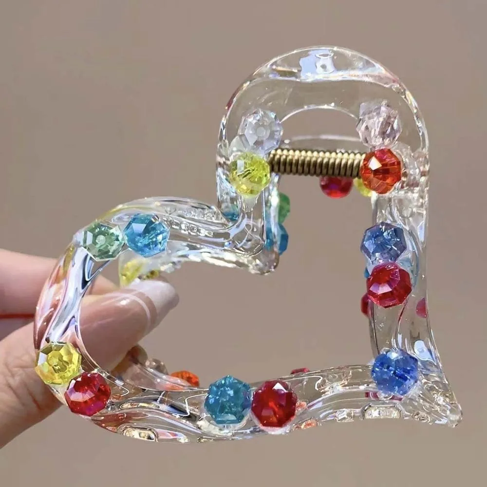 

Clear Acrylic Star Hair Claw Dopamine Style Bright Rhinestone Y2K Shark Clip Sweet Pastel Lightweight Shark Hair Clip Thick Hair