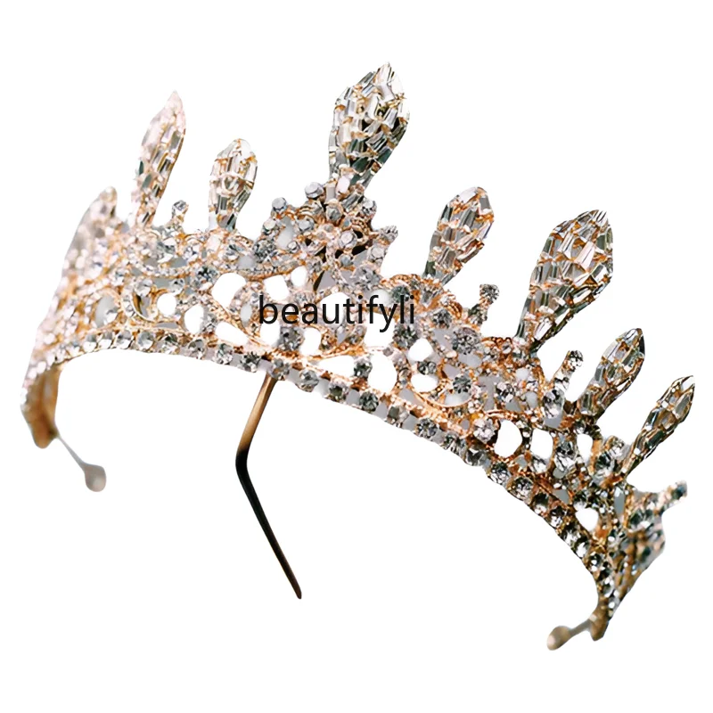 

Gold-plated European wedding dress coming of age birthday crown headgear super fairy bride crown luxury