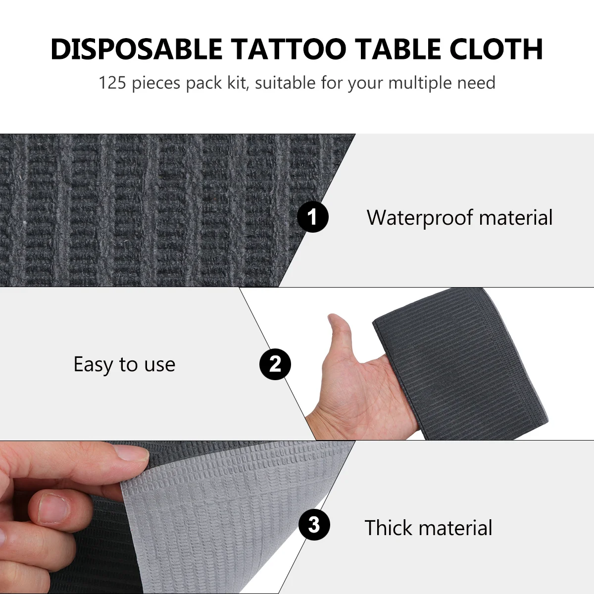 

125Pcs Waterproof Disposable Table Cloth Black Professional Working Desktop Protector Ink Resistant Practical Cloth for Tattoo