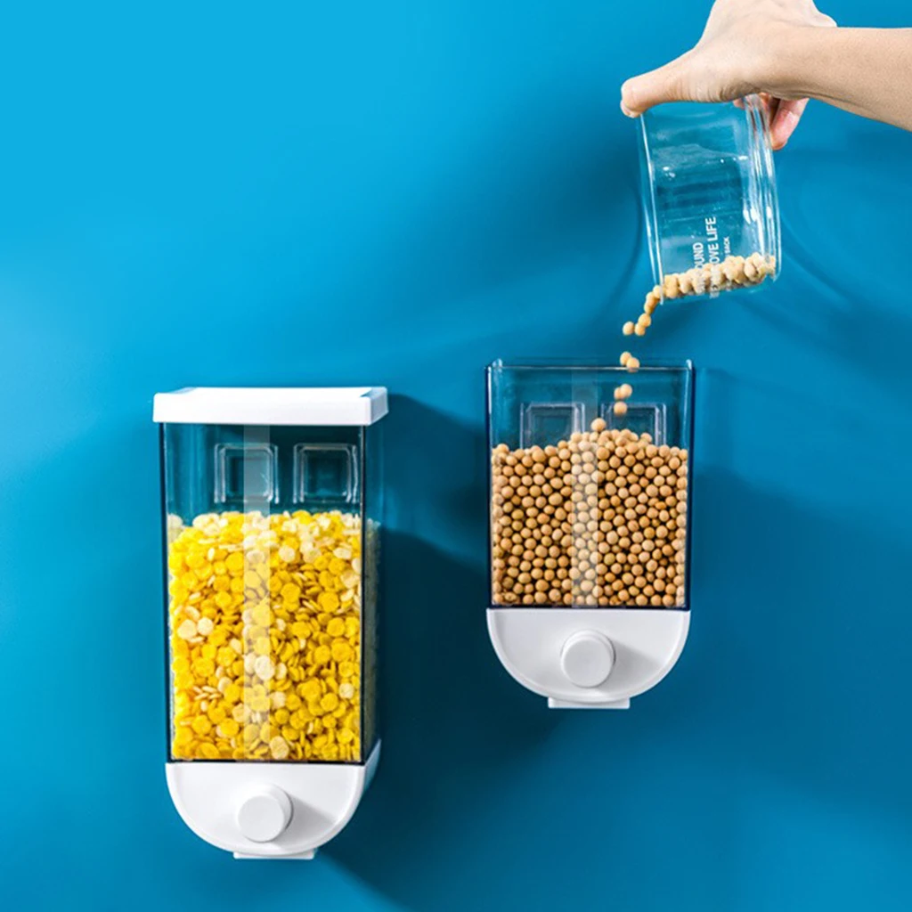 Wall Mount Dry Dispenser Cereal Dispenser- Grain Rice Container, 1000/1500ml