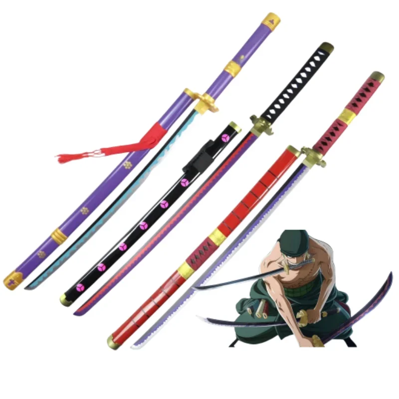 NONE 41in/104cm einteiliges Katana Anime Ninja Schwert Roronoa Zoro Cosplay Prop Messer Echte Größe Samurai Schwert Japonesa Katana Säbel Spielzeug 6