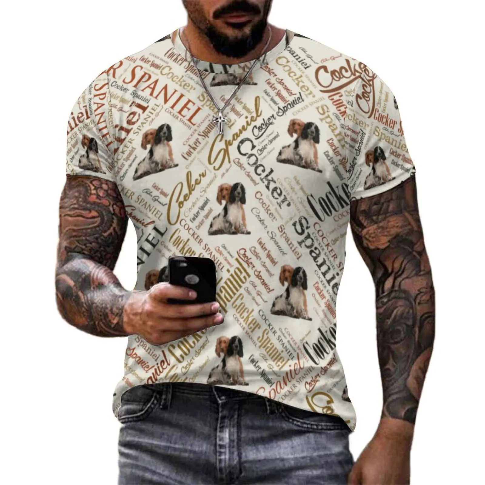 Word Art Print T-Shirt Animal Cocker Spaniel Trendy T-Shirts Short-Sleeved Pattern Tops Dropshipping Original Big Size Tees