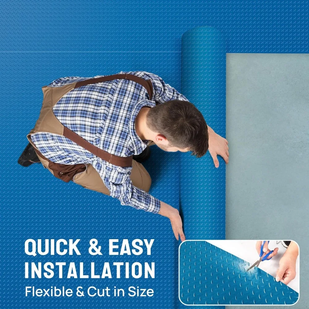 حصيرة أرضية جراج PVC ذات لوحة ماسية سميكة - لفة 7.5 × 17 قدمًا لمنطقة السيارة والوقوف السيارات #4