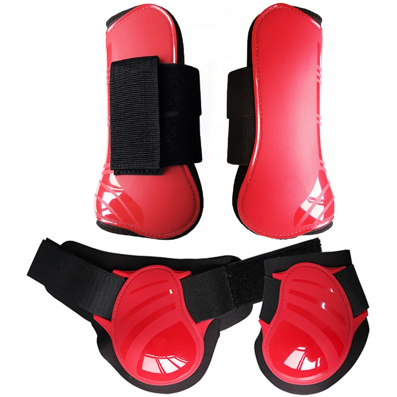 4 قطع/مجموعة أحذية وتر الحصان أحذية Fetlock وأحذية أمامية مفتوحة للقفز حماية الحصان واقي الساق #4